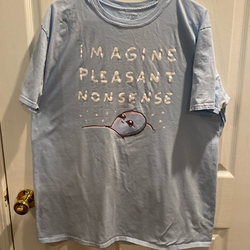Strange planet sky, blue short sleeve T-shirt, size XL